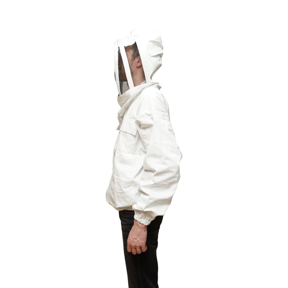 Bluza apicola alba cu masca de protectie tip gluga marimea L